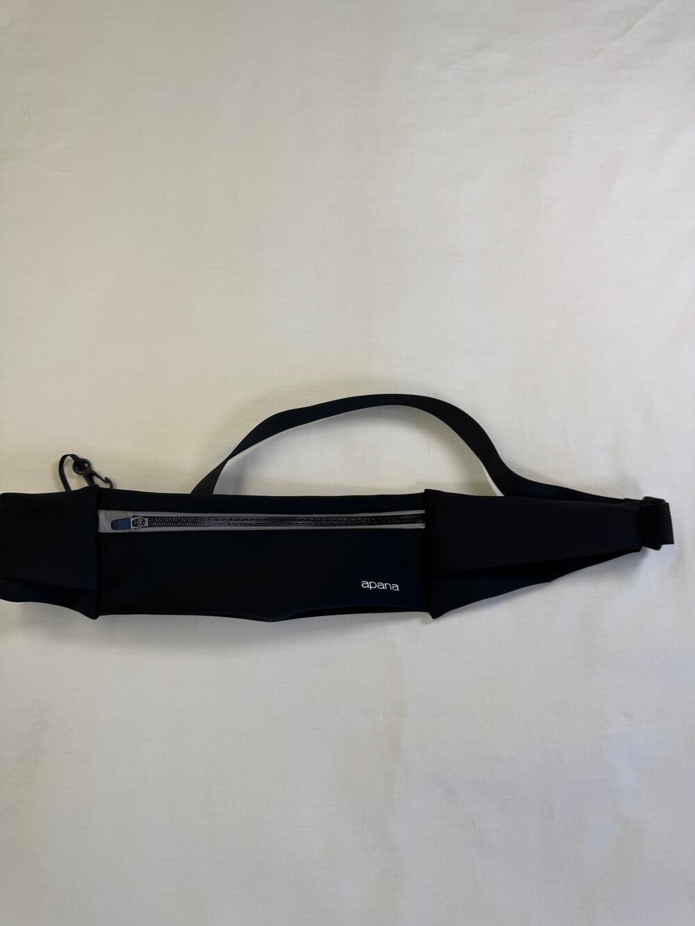 Apana Black Running Belt Waist Pack Zipper Pocket Adjustable Fitness